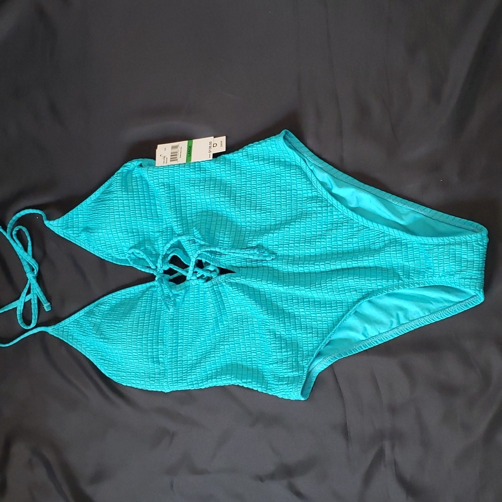 Lucky Brand, NWT, Textured Turquoise Swimsuit, L